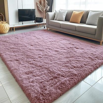 OLANLY 5x7 Machine Washable Large Area Rugs for Living Room, Bedroom, Soft Fluffy Shaggy Bedside Rug, Indoor Floor Carpet for Kids Girls and Boys, Dorms, Nursery, Home Decor Aesthetic, Blush