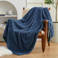 EXQ Home Fleece Blanket Throw XL for Couch or Bed - 3D Imitation Turtle Shell Jacquard Decorative Blankets - Cozy Soft Lightweight Fuzzy Flannel Blanket Suitable for All Seasons(50"×70",Dark Blue)