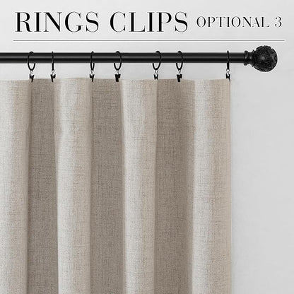 RYB HOME Natural Beige 100% Blackout Curtains 63 inch Long, Light Blacking & Thermal Insulated Curtains for Nursery/Bedroom/Kids'Room, Back Tab & Rod Pocket Window Treatment, W52 x L63, 2 Panels