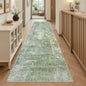 Soalmost Washable Runner Rug, 2'6" x 8' Non-Slip Kitchen Vintage Foldable 2.5x8ft Hallway Runners for Entryway, Laundry, Bedroom, Green/Ivory