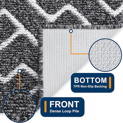 OLANLY Front Door Mat, Non-Slip Rubber Backing, Dirt Resistant and Absorbent, Washable, Easy to Clean Low-Profile Indoor Doormat for Back Door, Entryway, Inside Entrance, 71x47, Black