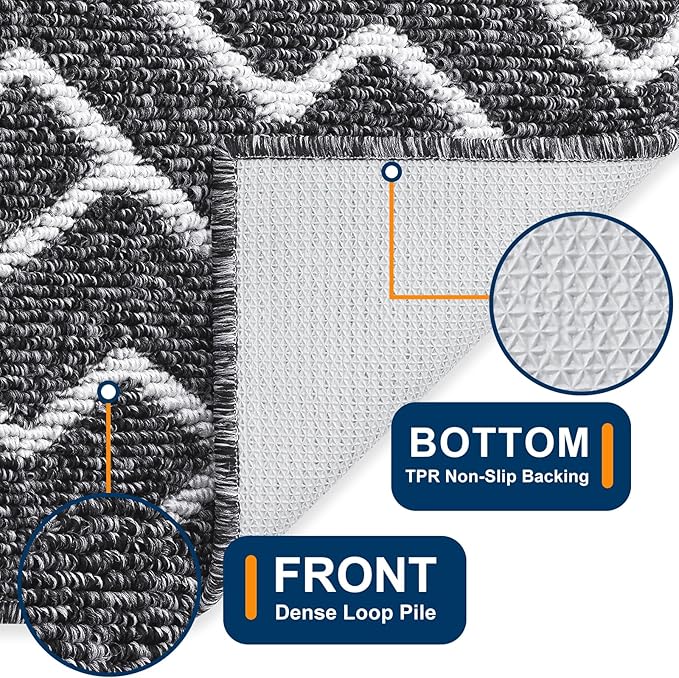 OLANLY Front Door Mat, Non-Slip Rubber Backing, Dirt Resistant and Absorbent, Washable, Easy to Clean Low-Profile Indoor Doormat for Back Door, Entryway, Inside Entrance, 40x32, Black
