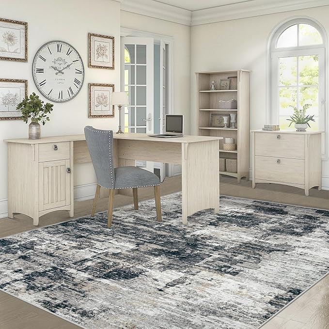 XLUEZ 5x7 Area Rugs for Living Room, Washable Modern Abstract Large Area Rug Neutral Soft Non Slip Kids Rug Stain Resistant Indoor Carpet for Bedroom Nursery Dining Room Playroom(BlackGrey, 5'x7')