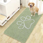 OLANLY Dog Door Mat for Muddy Paws 47x24, Paw Print Design, Absorbs Moisture and Dirt, Non-Slip Washable Doormat, Quick Dry Chenille Mud Mat for Dogs, Entry Indoor Entryway Carpet, Sage Green