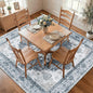 RELEANY Area Rugs Square 7ft Washable Non-Slip, Floral Vintage Distress Print Pattern Medallion Carpet for Living Room Bedroom Dining Room, Light Gray Grey White