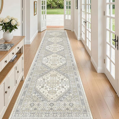 zesthome Washable Runner Rug 2.5x12 - Stain Resistant Entryway Rug,Ultra-Thin Kitchen Rugs, Anti Slip Backing Runner Rugs for Entrance Laundry Room Indoor Hallway (Beige,2.5'x12')