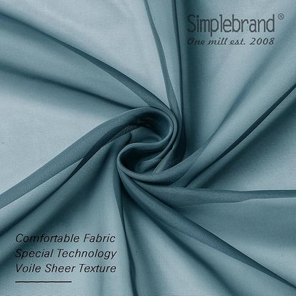 Simplebrand Dusty Blue Sheer Curtains 96 Inches Long, Light Filtering Rod Pocket Solid Color Window Sheer Curtain Panels, Elegant Drapes for Living Room, Bedroom 2 Panels (Dusty Blue, 42" W x 96" L)