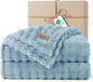 Bedsure 3D Fleece Bubble Blanket - GentleSoft Blue King Blanket for Bed Sofa Room Decor - Luxury Soft Cozy Gifts for Kids Girls, Lightweight, All Seasons, Light Blue, 108"×90"