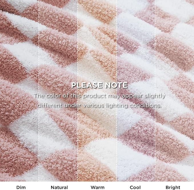 Bedsure GentleSoft Checkered Twin Blanket for Couch, Super Soft Cozy & Warm Knit Pink Throw Blanket, Breathable, Lightweight & Fluffy Plaid Blankets for Bed, Sofa, Gifts for Women Grils, 60x80 Inches