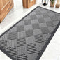 OLANLY Front Door Mat Outside Entrance 47x23, Absorbent, Heavy Duty Sturdy Natural Rubber Doormat Indoor Outdoor, Stain and Fade Resistant, Non-Slip Low Profile Floor Mat for Entryway, Grey Diamond