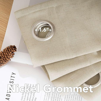 H.VERSAILTEX Living Room Linen Curtains - Semi Sheer, Nickel Grommet Energy Saving Light Filtering Window Treatments Panels for Bedroom, Castle Wall, 2 Panels, 52 x 54 Inch