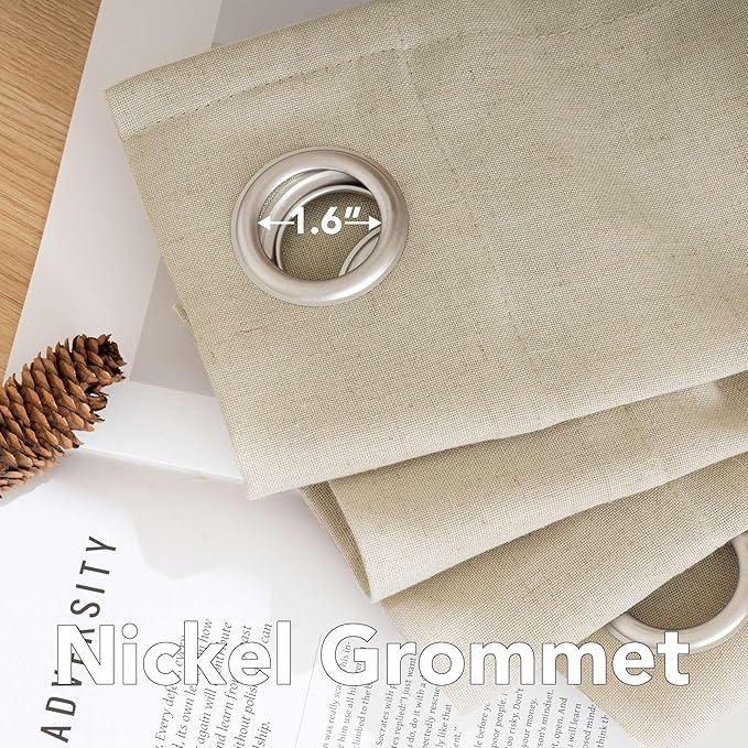 H.VERSAILTEX Living Room Linen Curtains - Semi Sheer, Nickel Grommet, Energy Saving, Light Filtering Window Treatments - Panels for Bedroom, Castle Wall, 2 Panels, 52 x 84 Inch