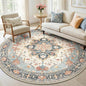 Area Rugs 6ft Washable Non-Slip, Floral Vintage Distress Print Pattern Medallion Carpet for Living Room Bedroom Dining Room, Beige Navy Blue Orange Colorful