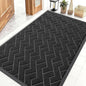 OLANLY Front Door Mat Indoor Outdoor Entrance, Waterproof All-Season, All-Weather Doormat, Sturdy Natural Rubber, Low Profile, Easy Clean Patio Porch Entryway Mat, Herringbone Brick (Black, 47x32)