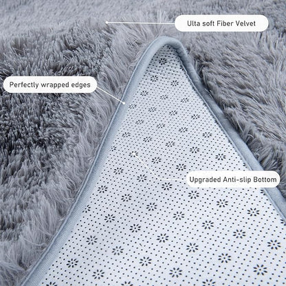 Runner Rugs for Bedroom 2x6 Rug Runners for Hallways Non Slip Soft Shag Bedside Rug, Fluffy Area Rug Throw Rugs for Living Room, Floor Carpet Runner for Nursery Kids Dorm, Grey