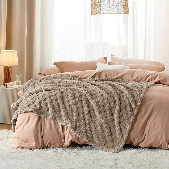 Bedsure GentleSoft Light Brown Throw Blanket for Couch - Super Soft Cozy Blankets Gifts for Kids Girls, Cute Small Fleece Throws for Bedroom Home Decor, 50x70 Inches