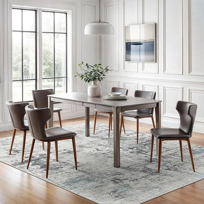 Abstract Rug 5x7 Machine Washable Area Indoor Grey Low Pile Non-Slip Foldable Thin Accent Rugs for Bedroom Living Room Dining Room