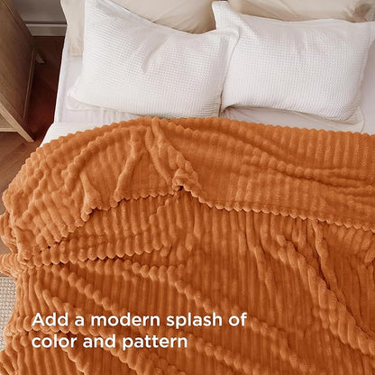 Bedsure GentleSoft Queen Blanket for Bed - Cozy Soft Fall Blankets for Women, Cute Large Fall Throws for Girls, Orange, 90x90 Inches