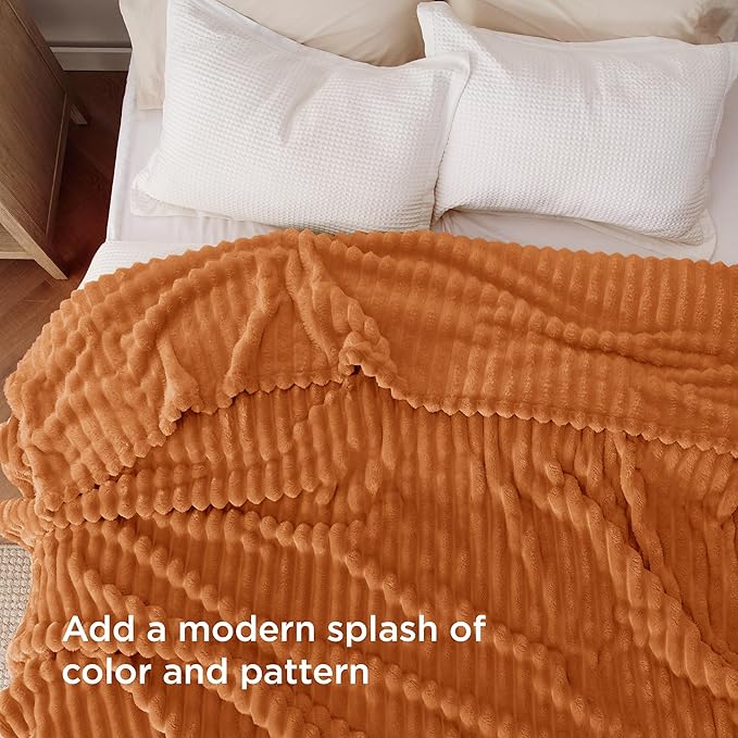 Bedsure GentleSoft King Blanket for Couch - Cozy Soft Fall Blankets for Women, Cute Large Throws for Girls, Orange, 108x90 Inches
