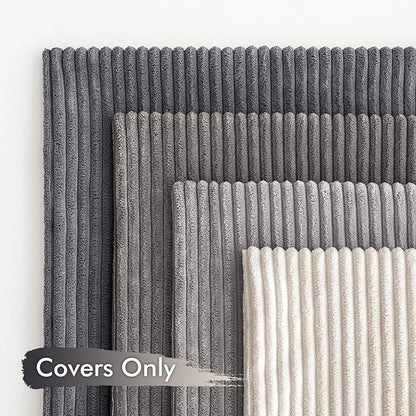MIULEE Pack of 4 Neutral Grey Gradient Decorative Throw Pillow Covers 18x18 Inch Soft Boho Striped Corduroy Pillow Covers Modern Farmhouse Home Decor for Sofa Living Room Couch Bed