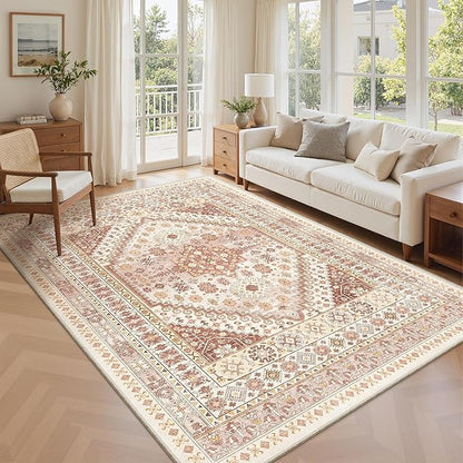 zesthome 6x9 Area Rug, Super Soft Washable Rugs for Living Room, Non-Slip Stain Resistant Vintage Rugs, Ultra-Thin Large Area Rugs