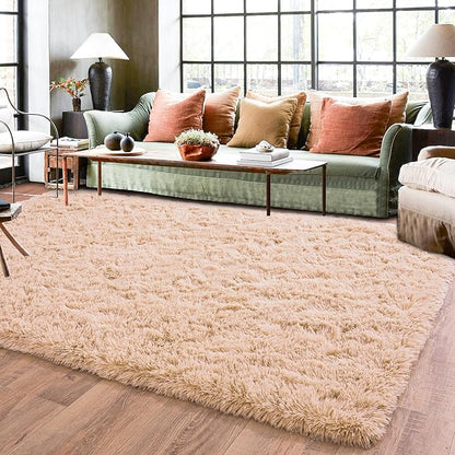 Camel Rugs for Bedroom, Soft Shaggy Modern Shag 4x6 Area Rug for Living Room, Upgrade Non-Slip Plush Fluffy Carpet for Kids Boys Girls Room Home Decor Aesthetic