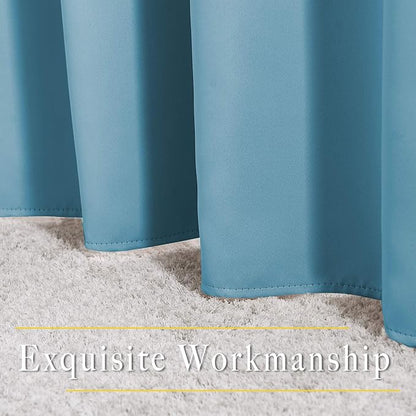 NICETOWN Bedroom Blackout Curtains and Drapes - Window Treatment Thermal Insulated Solid Grommet Blackout Draperies for Living Room (Set of 2 Panels, 52 by 95 Inch, Teal Blue)