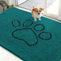 OLANLY Dog Door Mat for Muddy Paws 48x30, Paw Print Design, Absorbs Moisture and Dirt, Absorbent Non-Slip Washable Doormat, Quick Dry Chenille Mud Mat for Dogs, Entry Indoor Entryway Carpet, Lake Blue