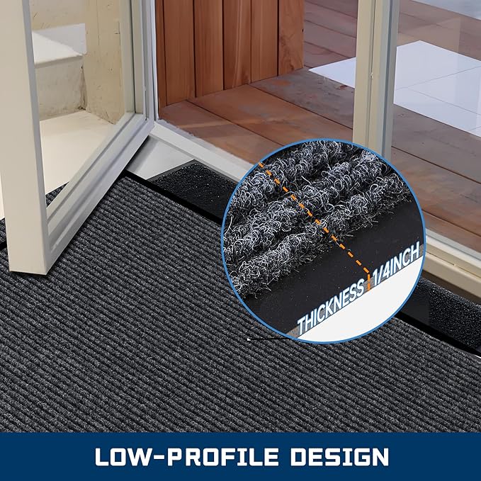 BesWin Indoor Outdoor Door Mat, 6'x4' Extra Large Front Doormat Outside Entrance, Non Slip Rubber Backing Commercial Floor Mats for Entryway, High Traffic Area, Heavy Duty, Waterproof, Easy to Clean