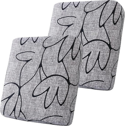 Smiry Printed Couch Cushion Covers, Stretch Soft Couch Covers for Sofa, Washable Non-Slip Sofa Slipcover Furniture Protector for Indoor and Outdoor (2 Pack, Grey and Black)