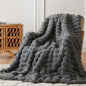 COOVA Faux Fur Throw Blanket for Couch, Cozy Soft and Fuzzy Plush Rabbit Fur Bubble Blanket for Sofa Bedroom Living Room, 50x60 Inches Cationic Light Grey