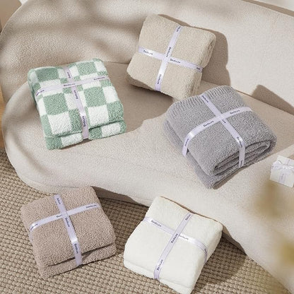 Bedsure GentleSoft Checkered Throw Blanket for Couch - Super Soft Cozy Fluffy Green Blanket, Lightweight Warm Knit All Season Blanket for Bed Sofa, Birthday, for Women, 50x60 Inches