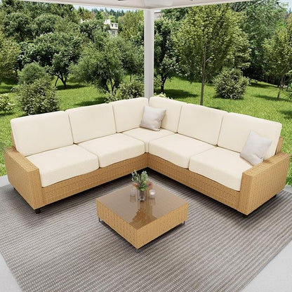 hyha Waterproof Couch Cushion Covers for Pets, Non Slip Sofa Seat Cover for Dogs Washable, Soft Thick Stretch Jacquard Fabric, Sofa Slipcovers with Elastic Bottom (1 Chaise+2 Seater, Light Beige)