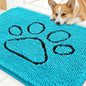 OLANLY Dog Door Mat for Muddy Paws 30x20, Paw Print Design, Absorbs Moisture and Dirt, Absorbent Non-Slip Washable Doormat, Quick Dry Chenille Mud Mat for Dogs, Entry Indoor Entryway Carpet, Aqua Blue
