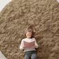 OLANLY Taupe Round Rugs for Bedroom - Machine Washable, 8 ft Circle Area Rugs for Living Room, Soft and Fluffy Shaggy Carpet for Teen Girl and Boys, Nursery Rooms, Dorms, Home Decor Aesthetic