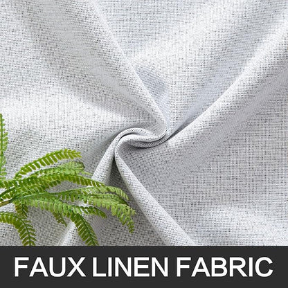 MIULEE Linen Texture Curtains for Bedroom Solid 100% Blackout Thermal Insulated Grayish White Curtains Grommet Room Darkening Curtains/Drapes Decor for Living Room 52x120 Inch (2 Panels)