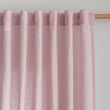 MYSKY HOME Pink Curtains for Girls Bedroom, Semi Sheer Nursery Curtains 63 Inch Length for Small Windows Boho Farmhouse Back Tab Soft Touch Light Filtering Drapes, 50" Wide, Light Pink, Sets of 2