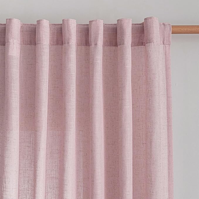 MYSKY HOME 96 Inches Length Pink Curtains for Girls Bedroom Living Room Semi Sheer Light Filtering Nursery Window Drapes, Soft Modern Decor Country Style Back Tab, 50" x 96", Light Pink, 2 Panels