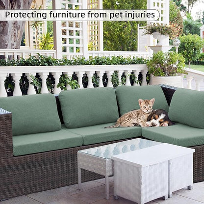 Outdoor Cushion Covers Set,8PCS Patio Furniture Couch Seat Slipcovers, Replacement for Sofa Sectional Chair(Cover，Only)
