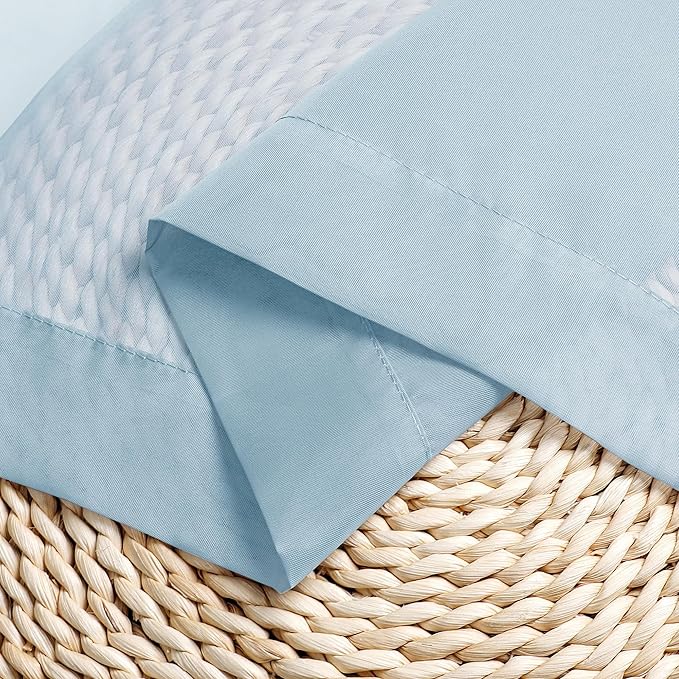 Chyhomenyc Sky Blue Sheer Curtains 36 inch Length 2 Panels, Light Filtering Voile Light Blue Short Window Curtians for Bathroom Living Room Farmhouse Small Windows, 42Wx36L inches