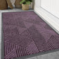 Smiry Front Door Mat Outside Entrance, Heavy Duty Sturdy Natural Rubber Doormat, Trap Dirt and Moisture, Easy Clean Low Profile Mats for Indoor Outdoor Entry, Irregular Triangle (47x32, Purple)