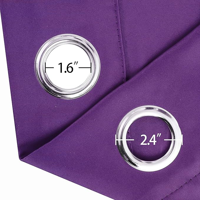 LEMOMO Purple Thermal Blackout Curtains/42 x 72 Inch/Set of 2 Panels Room Darkening Curtains for Bedroom