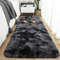 Tepook Fluffy Runner Rugs for Bedroom Aesthetic 2x6 Feet, Shag Soft Bedside Rug with Non-Slip Bottom, Fuzzy Plush Carpet for Room, Hallway Rug for Nursery Dorm Indoor Home Decor, Tie-dye Dark Grey