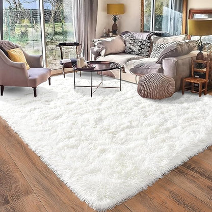 Rugs for Living Room 6x9, Soft Shaggy Modern Shag Area Rug for Bedroom, Upgrade Non-Slip Plush Fluffy Carpet for Kids Boys Girls Room Home Decor Aesthetic, Cream White