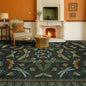 6x8 Dark Green Washable Dining Room Rug - Vintage Area Rug for Living Room, Bedroom Under Bed Low Pile & Soft, Insect Moth Floral Non Slip Low Pile Floor Carpet