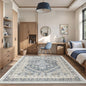 6x9 Area Rugs for Living Room,Soft Low Pile Indoor Washable Rugs for Bedroom, Non-Slip Backing Vintage Large Area Rug, Printed Vintage Floral Carpet(Blue/Beige,6'x9')