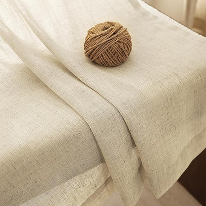 Faux Linen Beige Curtains 96 inches Long for Living Room Rustic Farmhouse Linen Drapes Semi Sheer Burlap Textured Canvas Cloth Curtain Panels Set of 2 Kahki Tan Colored