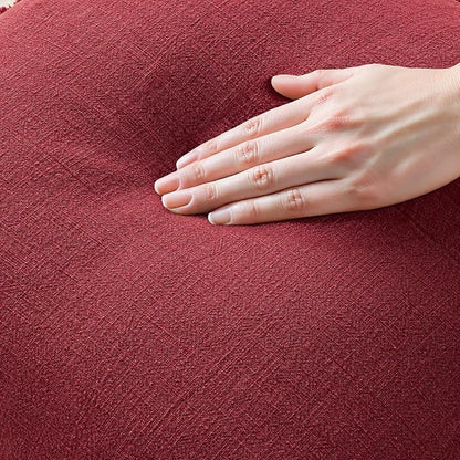 MIULEE Decorative Throw Pillow Covers Neutral Linen Fringe Throw Pillows Euro Shams Set of 2 Burgundy Boho Farmhouse Cushion Covers for Couch Sofa Bed Living Room Home Decor 22x22 Inch