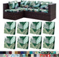 8Pcs Stretch Patio Cushion Covers,Outdoor Couch Covers Replacement,Outdoor Couch & Sofa Slipcovers,for Patio Furniture Cushion Covers,Washable Reusable Furniture Protector (Green Forest, Cover Only)