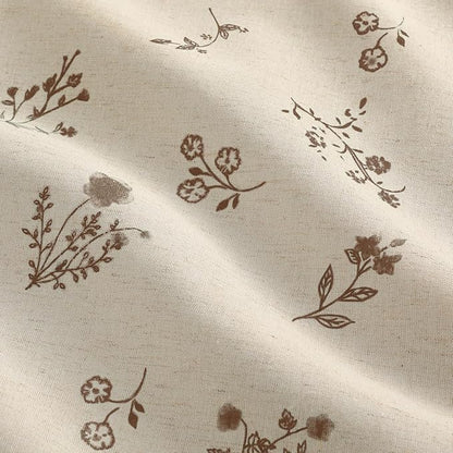 Boho Floral Spring 100% Blackout Curtains 84 Inch Length 2 Panels Set, Linen Texture Farmhouse Curtains with Beige Tassel for Living Room Bedroom, Vintage Rustic Rod Pocket,Brown
